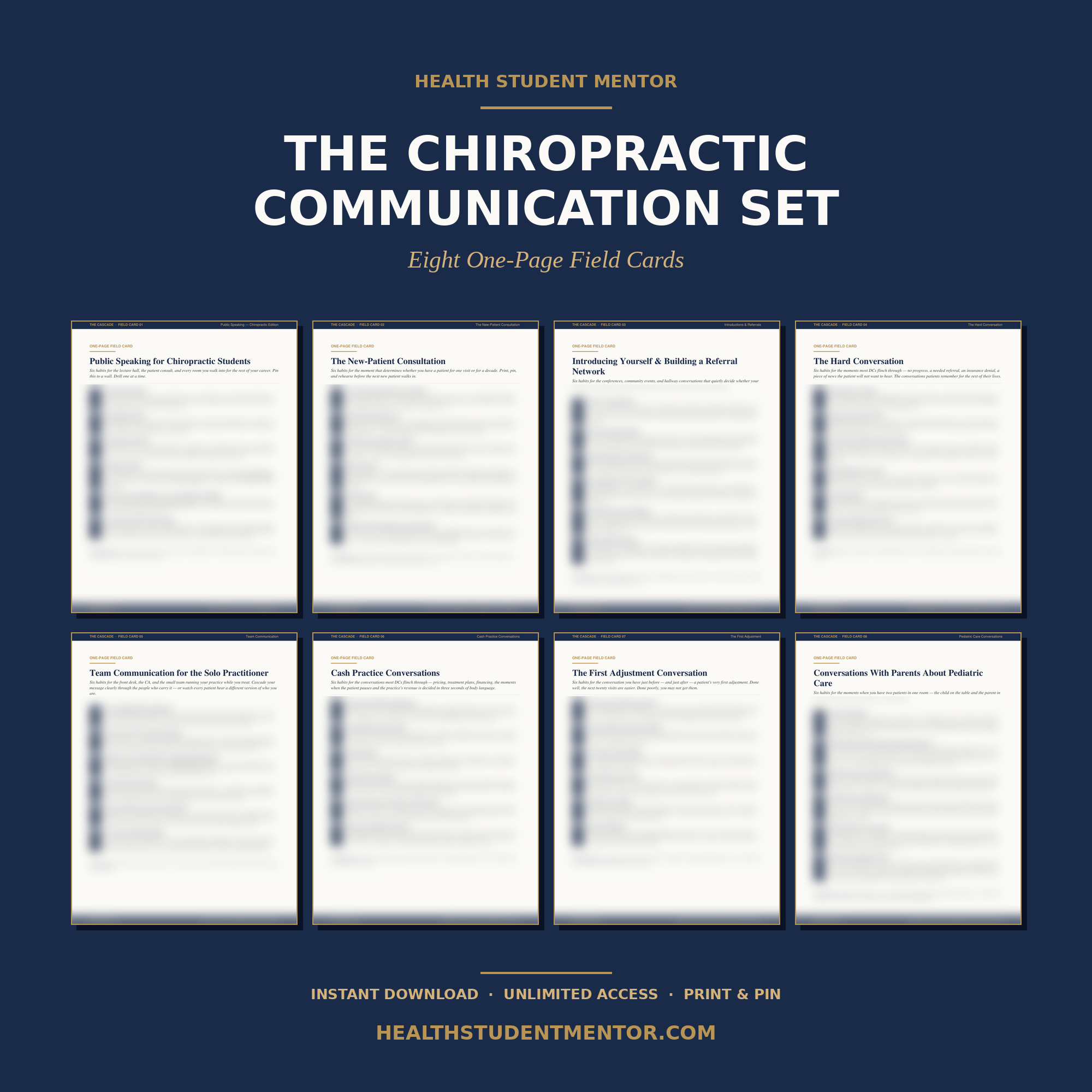 The Chiropractic Communication Set — 8 Field Cards