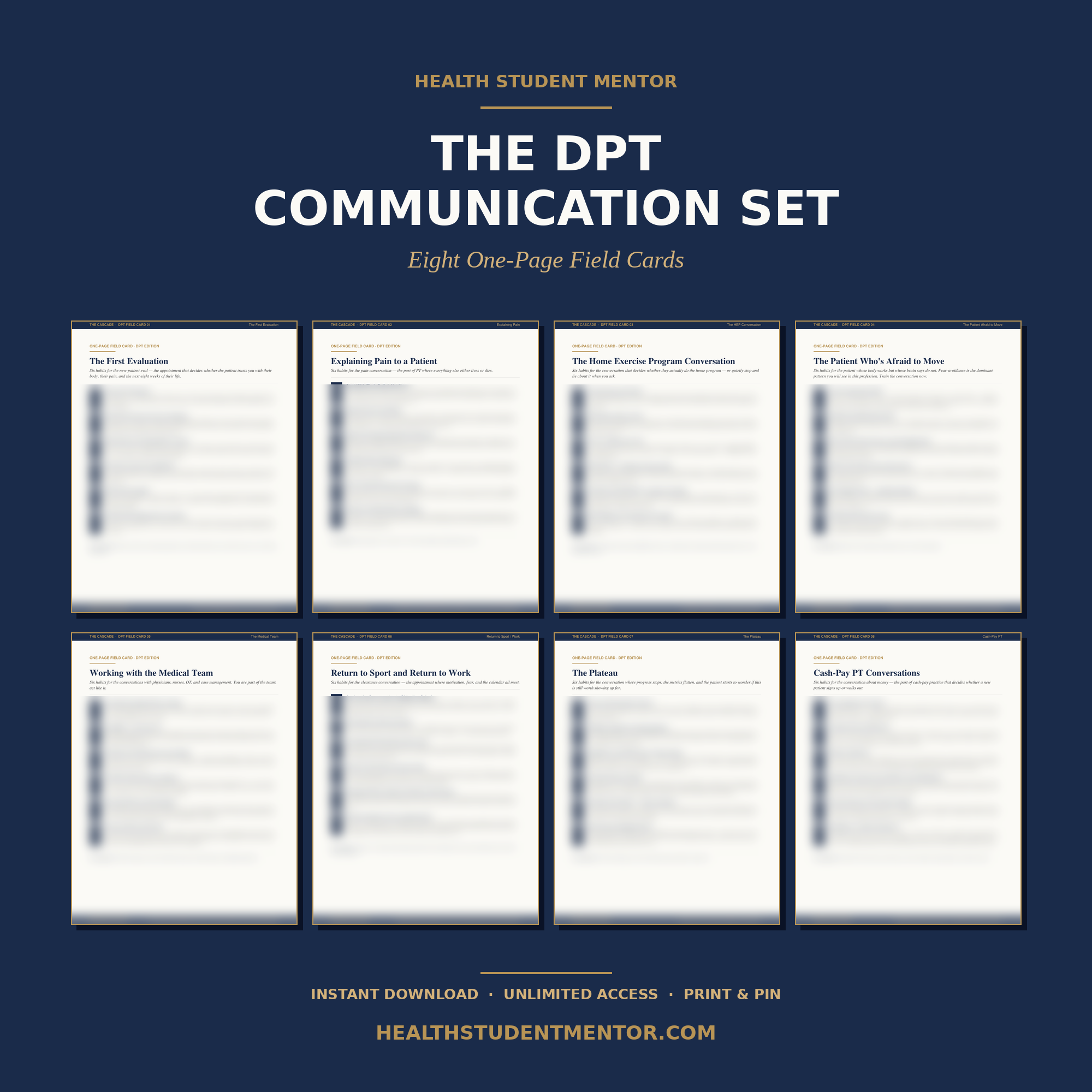 The DPT Communication Set — 8 Field Cards